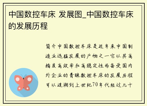 中国数控车床 发展图_中国数控车床的发展历程